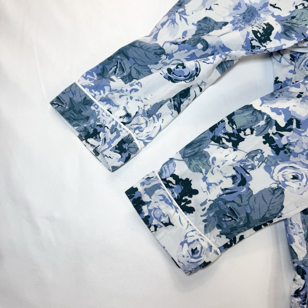 Haven Well Within Pajama Set Womens Medium Organic Cotton Poplin Blue Floral - Picture 10 of 12